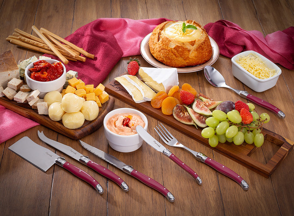 Conjunto De 3 Facas De Luxo Para Queijo Em Bandeja De Madeira, Bordeaux Laguiole