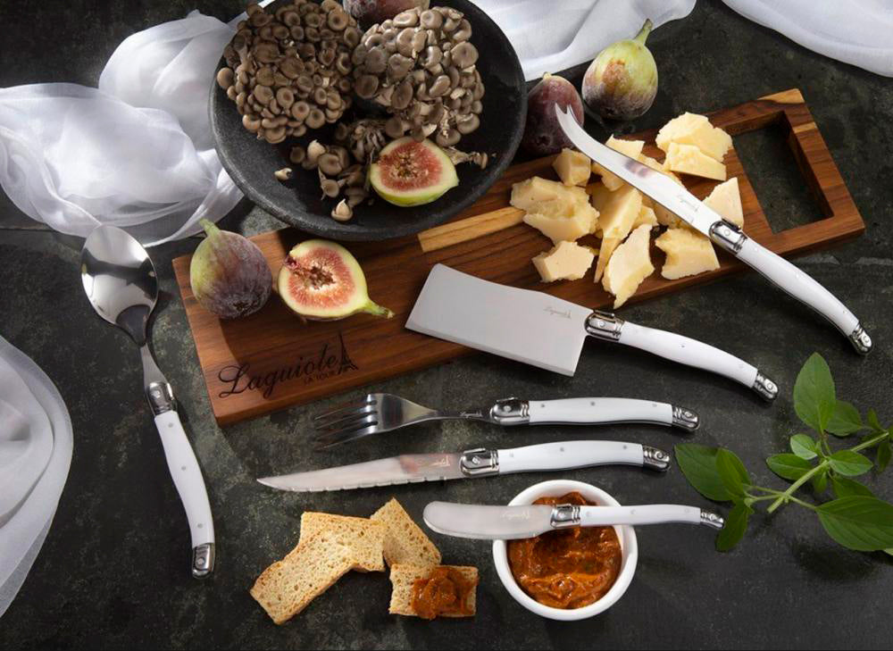 Conjunto De 3 Facas De Luxo Para Queijo Em Bandeja De Madeira, Branco