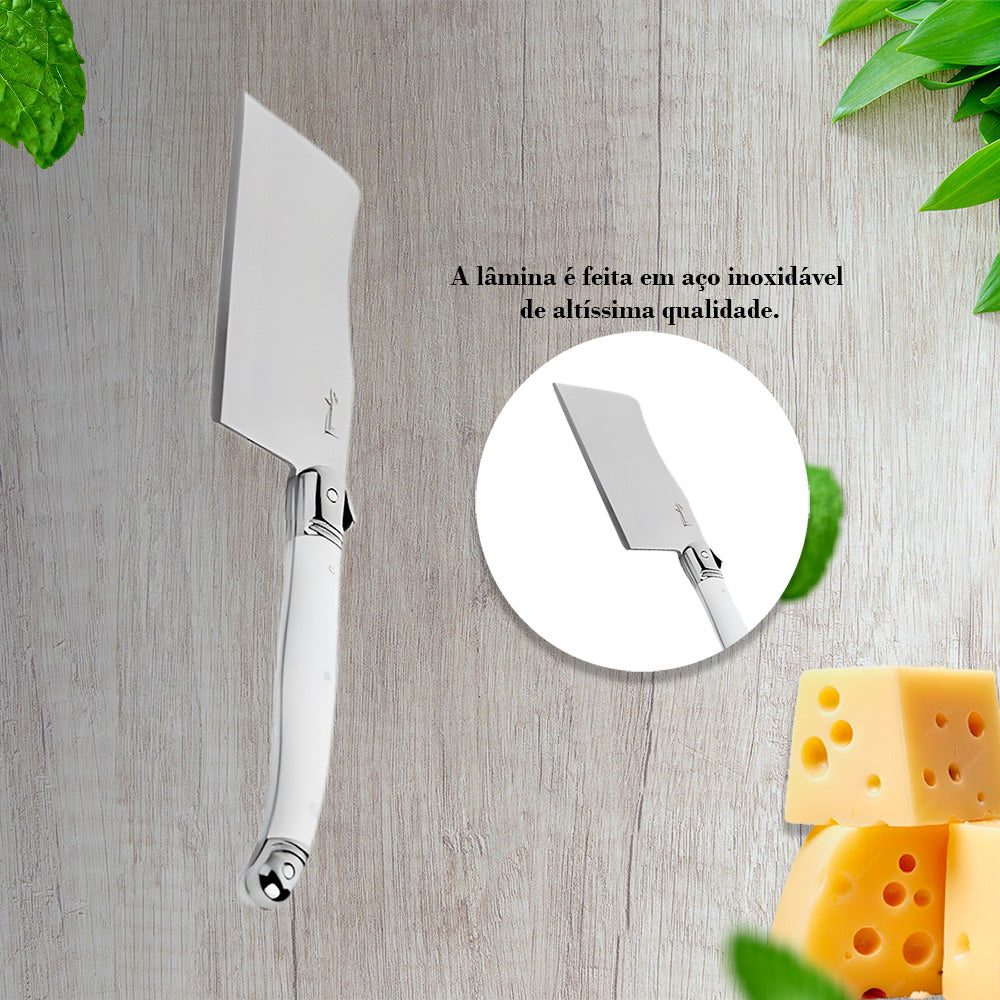 Conjunto De 3 Facas De Luxo Para Queijo Em Bandeja De Madeira, Branco