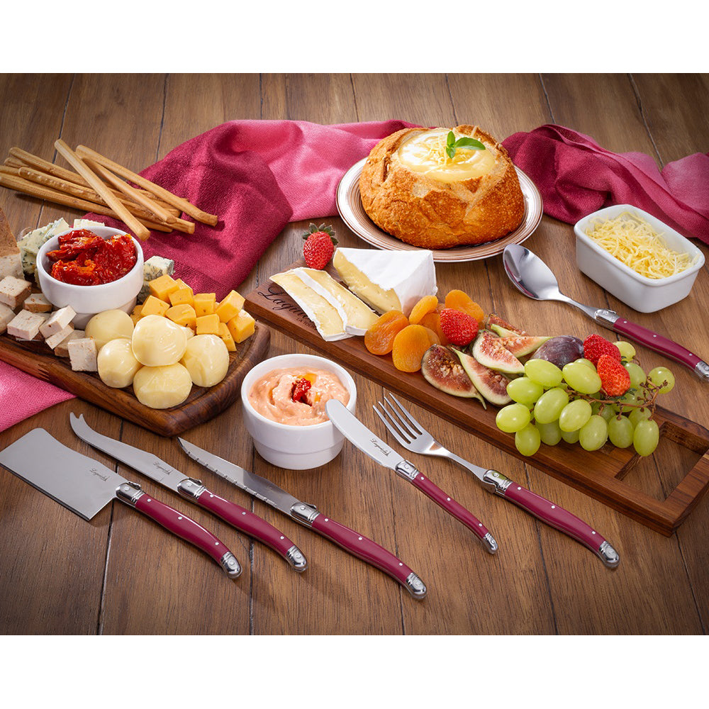 Conjunto De 6 Facas Luxo Com Cepo De Madeira, Bordeaux Laguiole