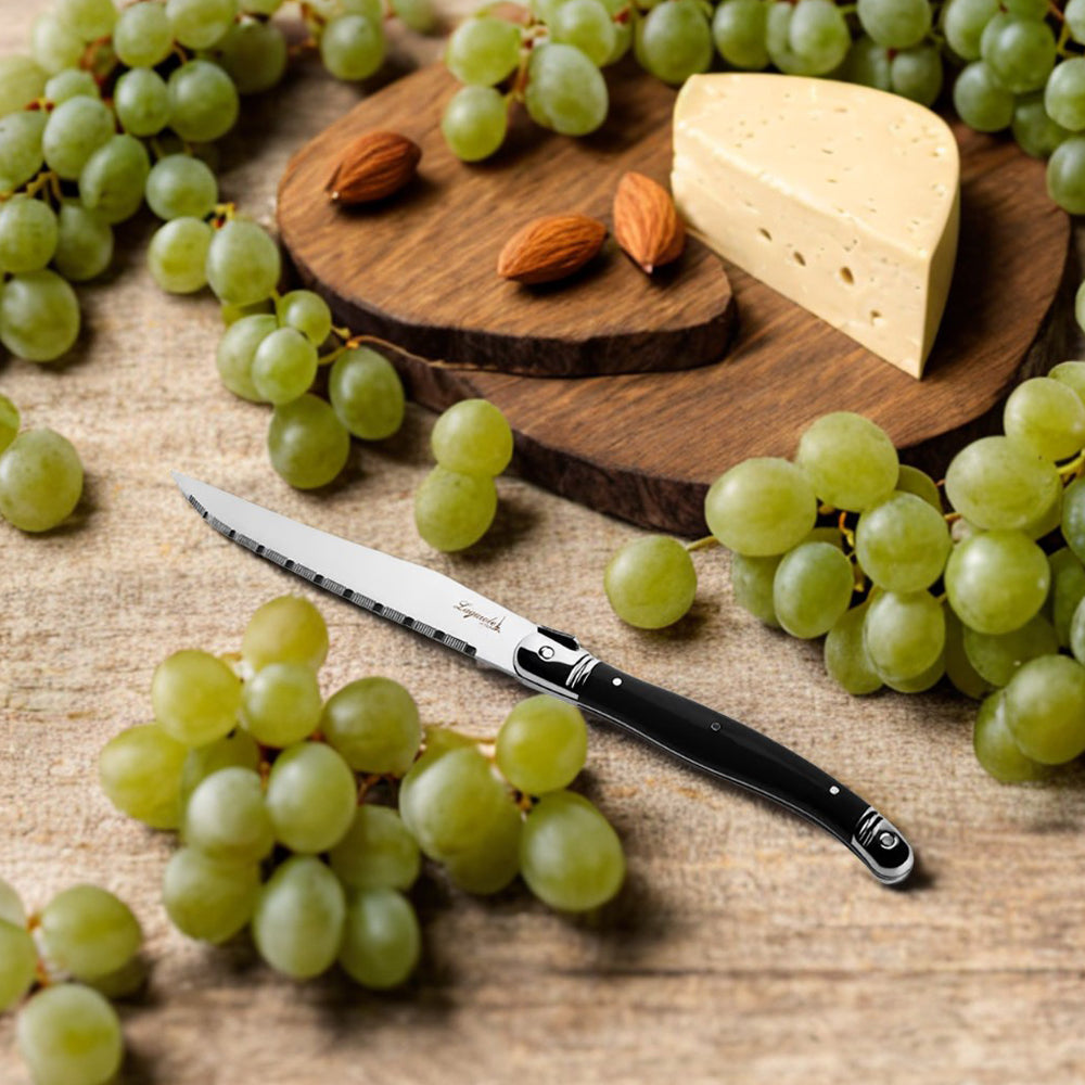 Conjunto De 6 Facas Luxo Com Cepo De Madeira, Preto Laguiole