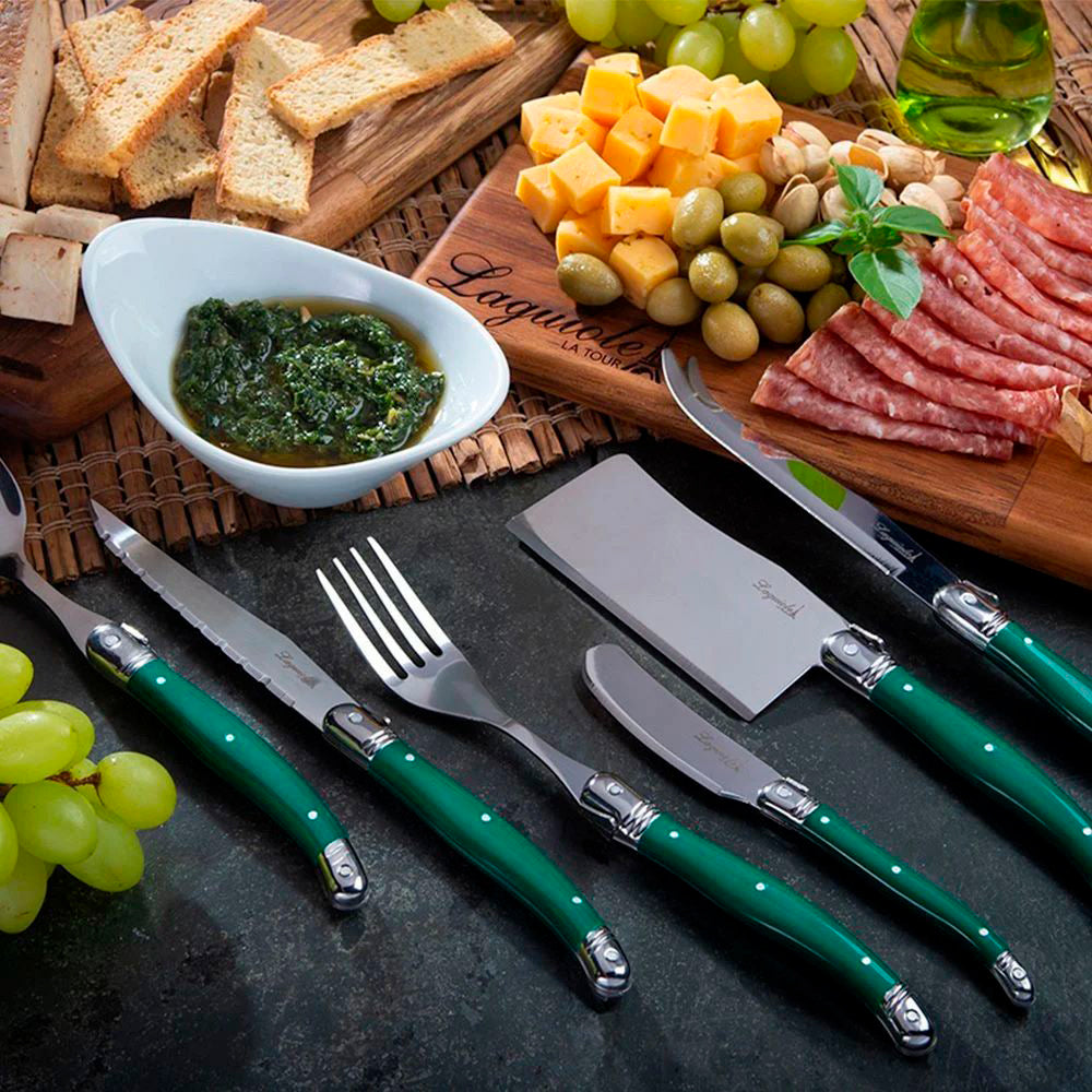 Conjunto De 6 Facas Luxo Com Cepo De Madeira, Verde Laguiole