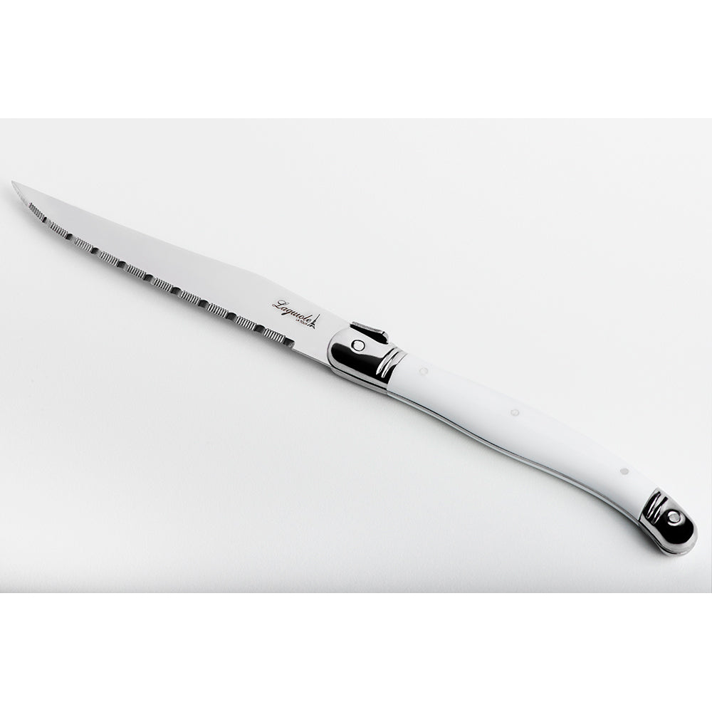 Conjunto De 6 Facas Luxo Com Cepo De Madeira, Branco Laguiole