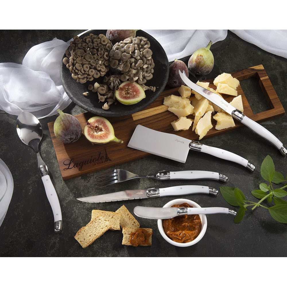 Conjunto De 6 Colheres Laguiole Luxo Em Bandeja De Madeira, Branco Laguiole