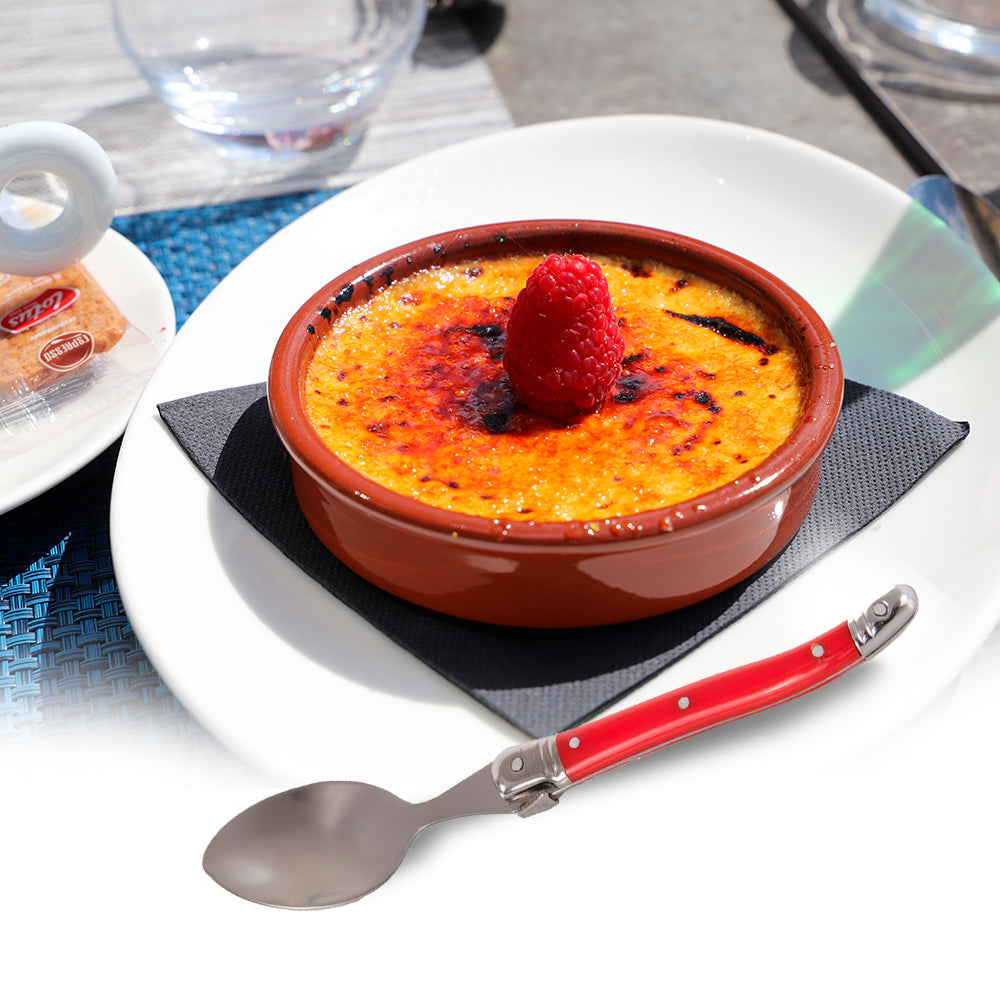 Conjunto De 6 Colheres Sobremesa Laguiole Luxo Em Bandeja De Madeira, Vermelho Laguiole
