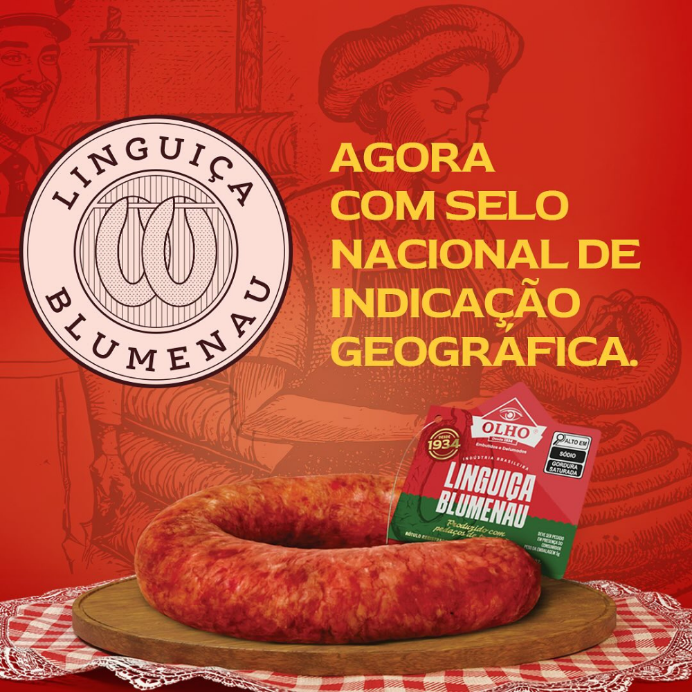 Linguiça Blumenau Pura Olho Defumada 3 Unidades (1kg)