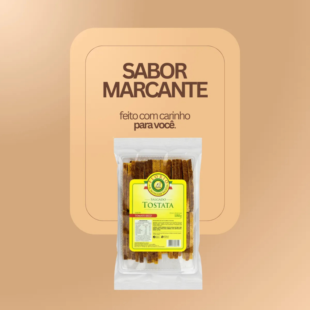 Tostata Florio 180g Artesanal Crocante Sabor Rosmarino