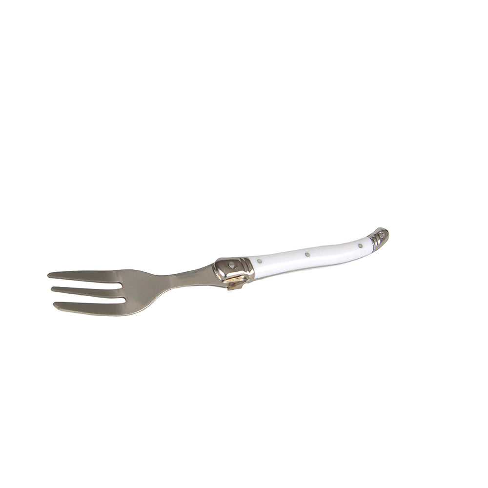 Conjunto De 6 Garfos Sobremesa Laguiole Luxo Em Bandeja De Madeira, Branco