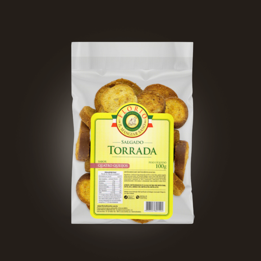 Torrada Florio Natural Tradicional Crocante Não Esfarela Sabor 4 Queijos