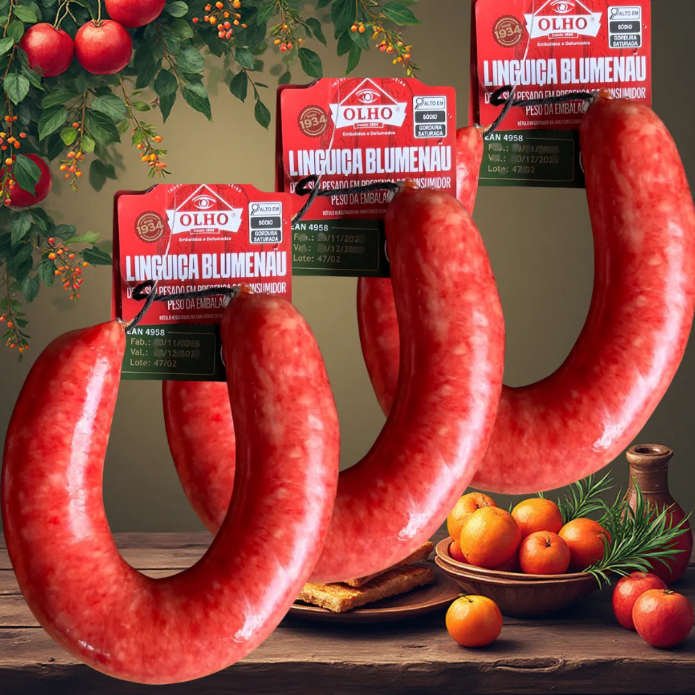 Linguiça Blumenau Pura Olho Defumada 3 Unidades (1kg)