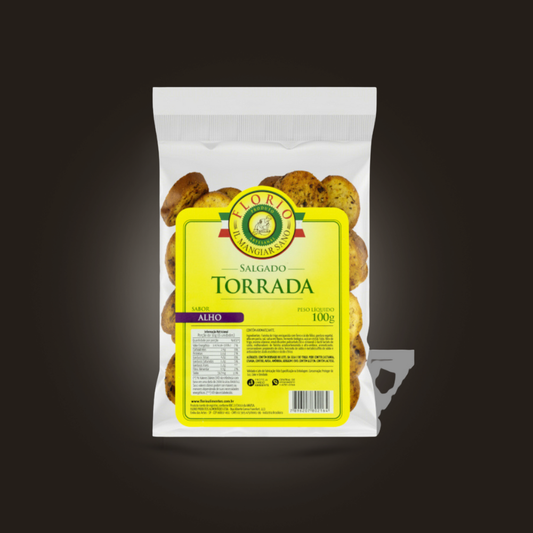 Torrada Florio Tradicional Crocante Não Esfarela Sabor Alho