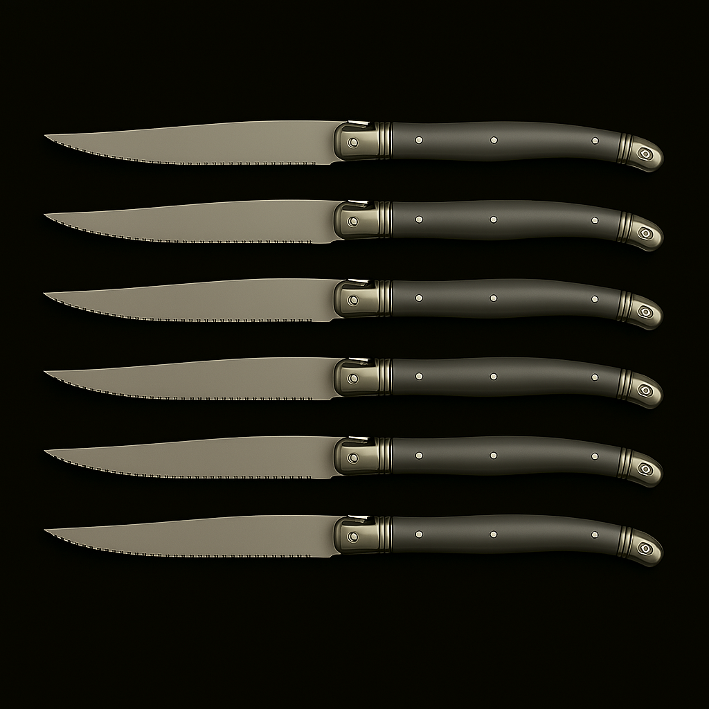 Conjunto De 6 Facas Luxo Com Cepo De Madeira, Cinza