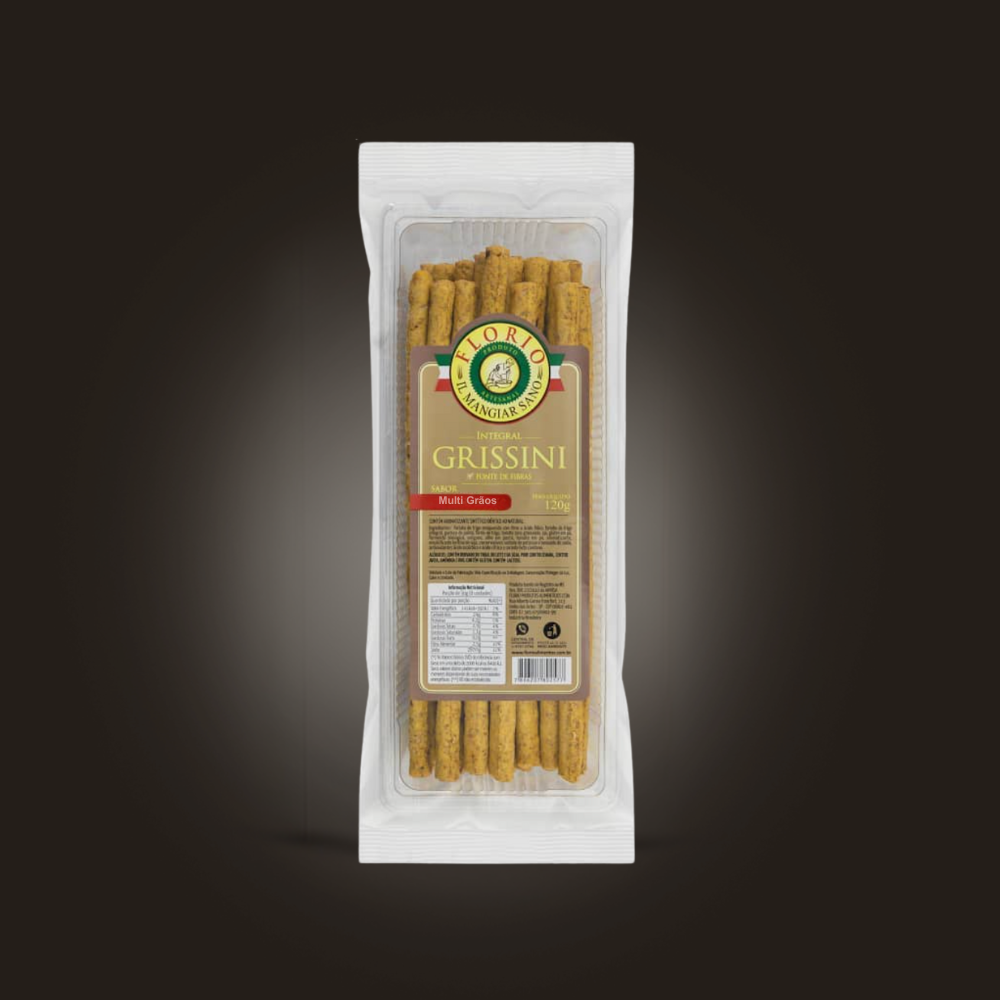 Grissini Florio Integral Natural 120g Receita Italiana Sabor Multi Grãos