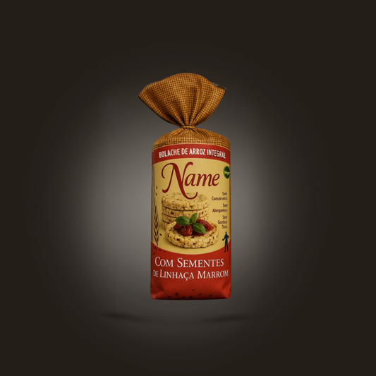 Bolacha De Arroz Organica Biscoito Integral (Sem Glúten) Sabor Linhaça