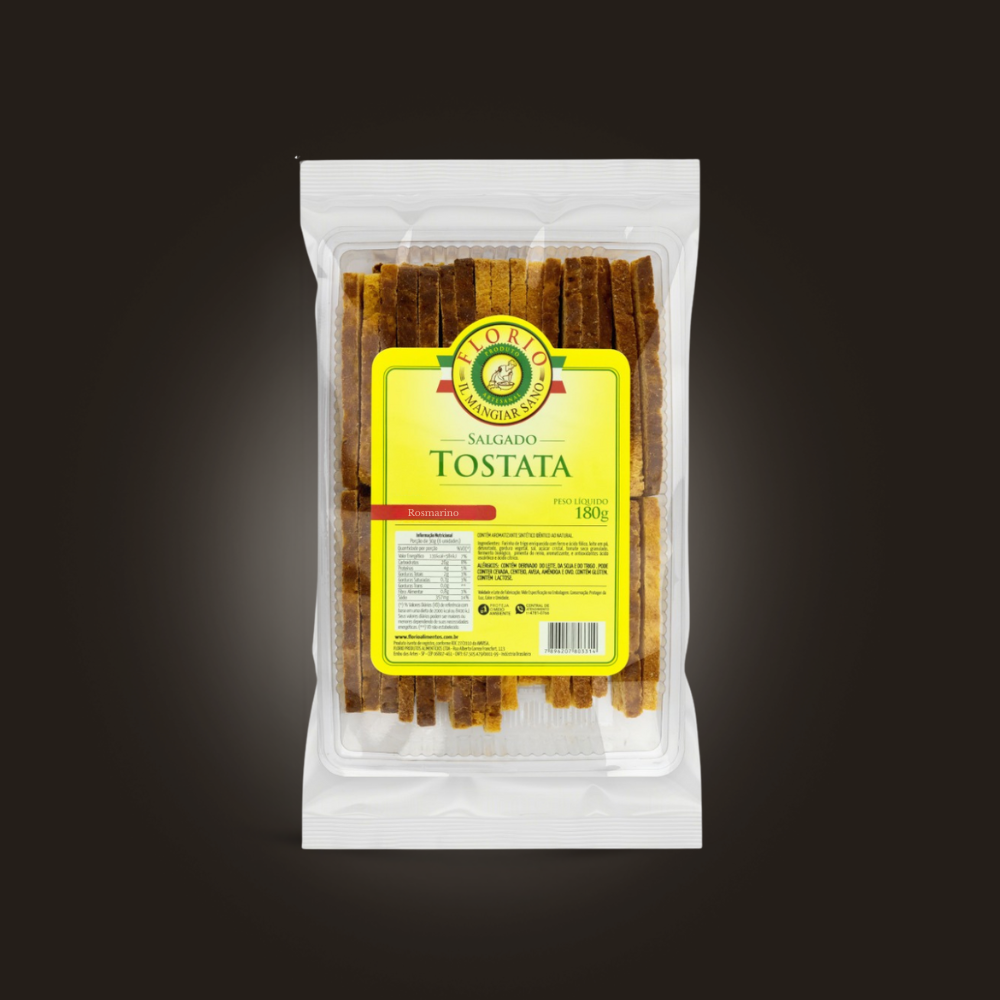 Tostata Florio 180g Artesanal Crocante Sabor Rosmarino